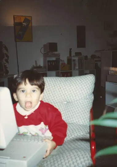 Super young geek with an Apple II